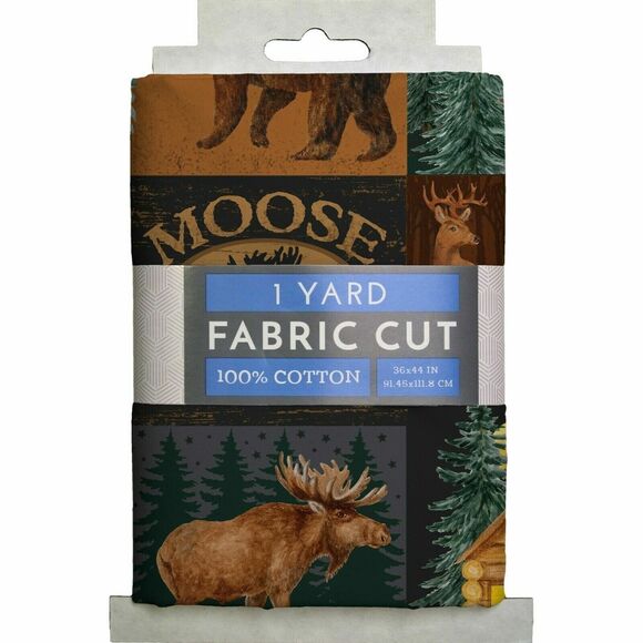 Moose Lake Lodge 1 Yard Precut Sewing Fabric Cotton Cabin Camping Craft Gift NEW - Picture 1 of 2